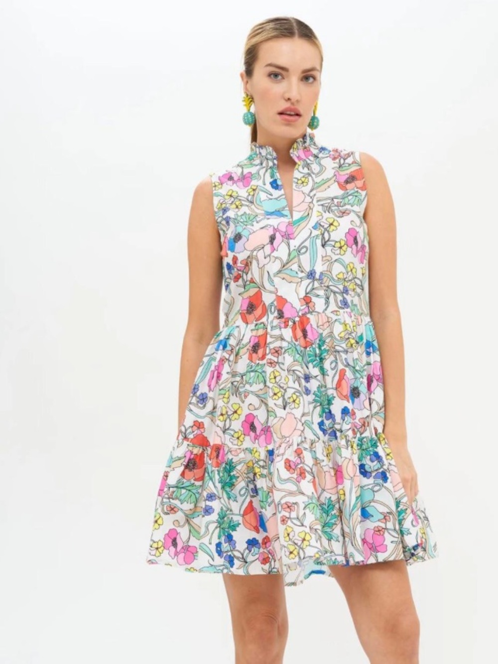 Oliphant | Yoke Dress Zinnia Multicolor Floral Print Size Small